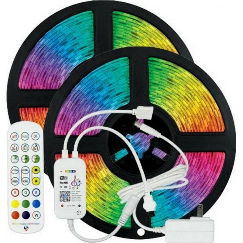 Eurolamp 145-70044 Ταινία Led RGB 2x 5 Μέτρων με Τηλεχειριστήριο- WIFI και Μουσική